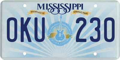MS license plate OKU230