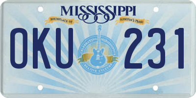 MS license plate OKU231