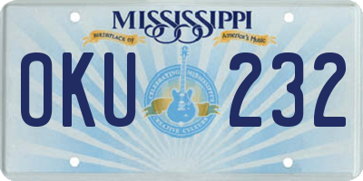 MS license plate OKU232