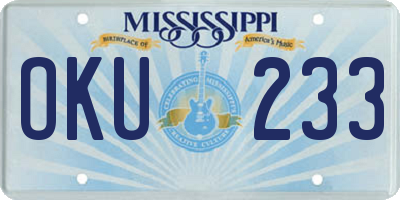 MS license plate OKU233