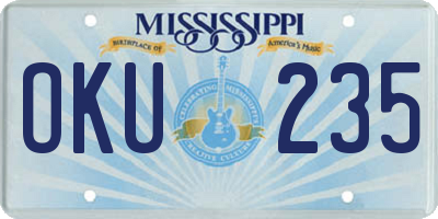 MS license plate OKU235