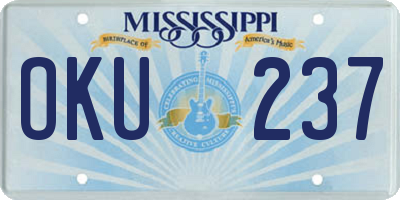 MS license plate OKU237