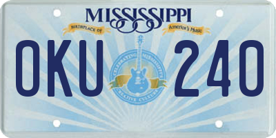 MS license plate OKU240