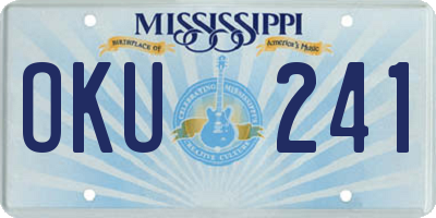 MS license plate OKU241