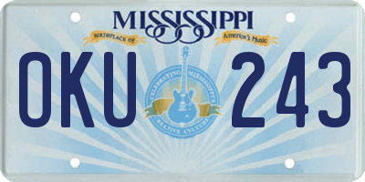MS license plate OKU243