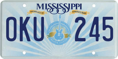MS license plate OKU245