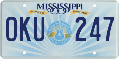 MS license plate OKU247