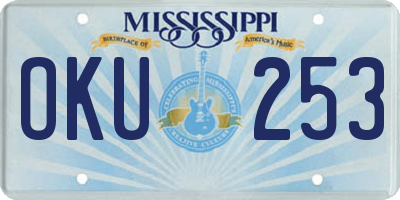 MS license plate OKU253