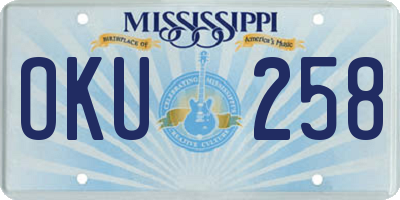 MS license plate OKU258