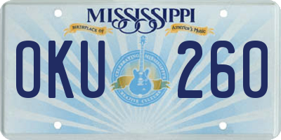 MS license plate OKU260