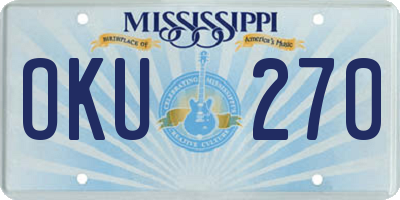 MS license plate OKU270