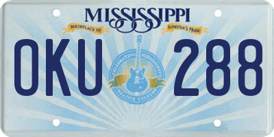 MS license plate OKU288