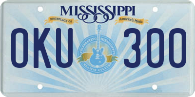 MS license plate OKU300