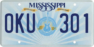 MS license plate OKU301
