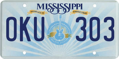 MS license plate OKU303