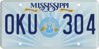 MS license plate OKU304