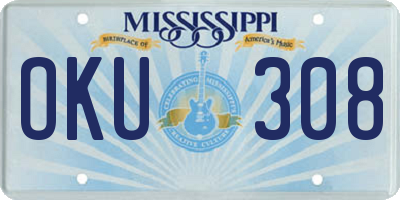 MS license plate OKU308