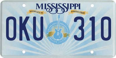 MS license plate OKU310