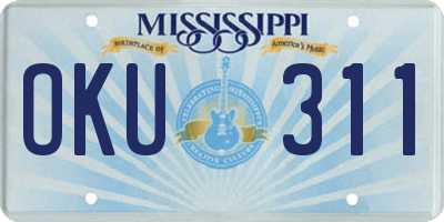 MS license plate OKU311