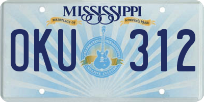MS license plate OKU312