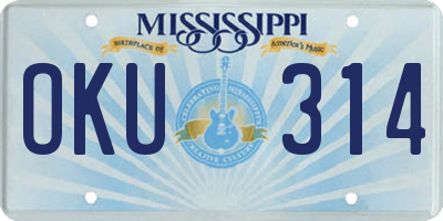 MS license plate OKU314