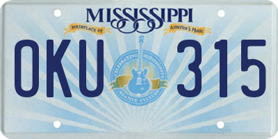 MS license plate OKU315