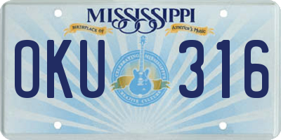 MS license plate OKU316