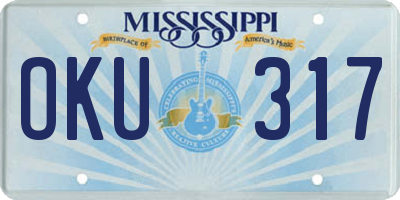 MS license plate OKU317