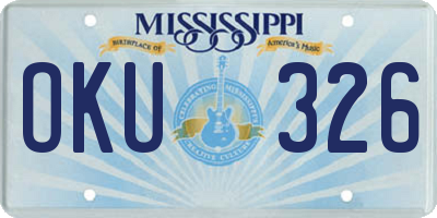 MS license plate OKU326