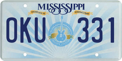 MS license plate OKU331