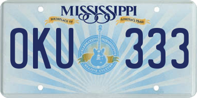 MS license plate OKU333