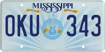 MS license plate OKU343