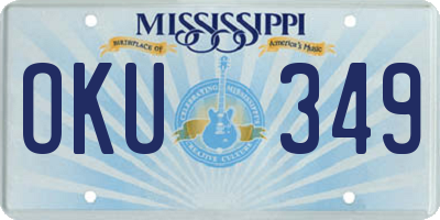 MS license plate OKU349