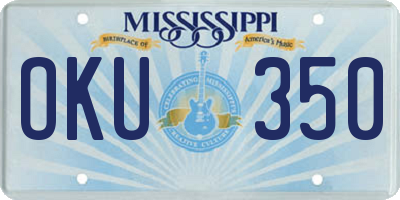 MS license plate OKU350