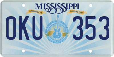 MS license plate OKU353