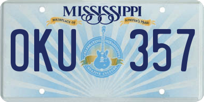 MS license plate OKU357