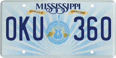 MS license plate OKU360