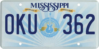 MS license plate OKU362