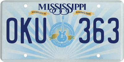 MS license plate OKU363