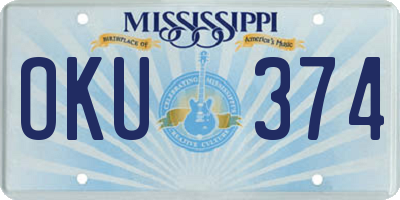 MS license plate OKU374