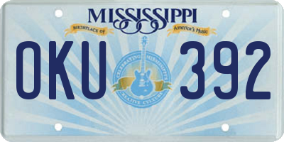 MS license plate OKU392