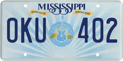 MS license plate OKU402