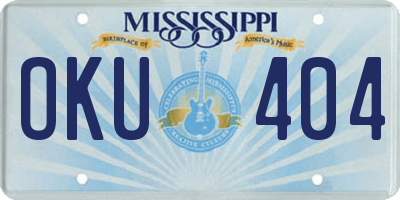 MS license plate OKU404