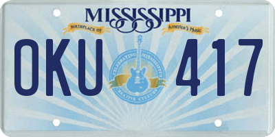 MS license plate OKU417