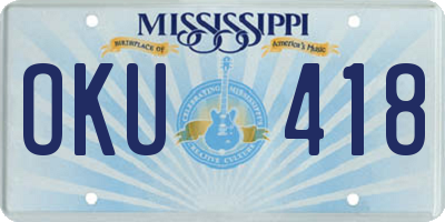 MS license plate OKU418