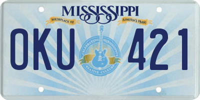 MS license plate OKU421