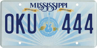MS license plate OKU444