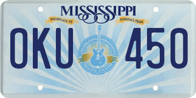 MS license plate OKU450