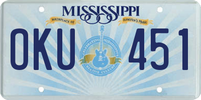 MS license plate OKU451