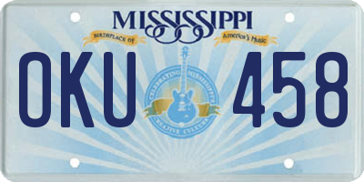 MS license plate OKU458